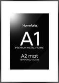 Homeforia A1 Poster Frame Black, High End Metal 23.4 x 33.1 inch Large Picture Frames with Mat 16.5 by 23.4 for Photo, A1 Size Frames Matted to A2 Print, 23.4x33.1 Thin Frame, Tempered Glass, Set of 1-Ruum Studio Home