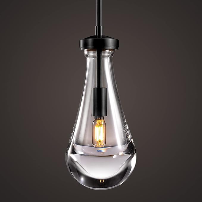 Raindrop Pendant Lights, Modern Black Pendant Lights for Kitchen Island, Dining Room Light Fixture Raindrop Chandelier, Chandelier for Living Room Hallway, Including The Bulb-Ruum Studio Home