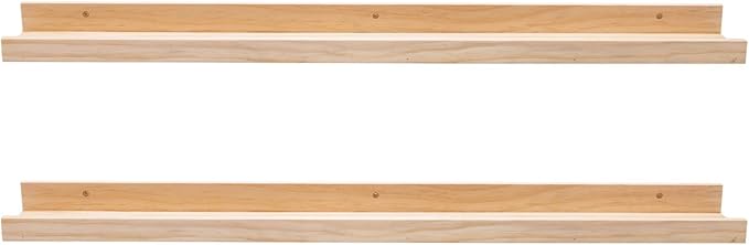 AZSKY Floating Shelves Wall Mounted Set of 2 Natural Wood Picture Shelves Wall Shelves for Bedroom Bathroom Living Room Kitchen Laundry Room Storage & Decoration 24 Inch-Ruum Studio Home