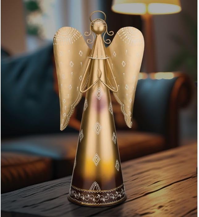 Regal Art & Gift Angel Statue - Metal Indoor/Outdoor Garden Statue Deals, Elegant Garden Decor, Beautiful Gifts for Women, Exquisite Angel Statues for Garden, 23-Inch, Gold-Ruum Studio Home