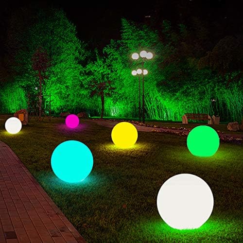 Globe Floor Lamp, 14-in Rechargeable LED Ball Light Globe Light w/Remote, Versatile Glowing Orb Mood Lamps Waterproof Outdoor Orb Lamp, Dimmable RGB Color Changing Light Up Ball for Home Garden Yard-Ruum Studio Home