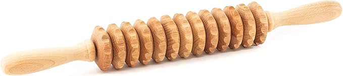 2 Pcs Wooden Sturdy Lymphatic Drainage Roller & Back Massager with Ropes, Maderotherapy, Body Sculpting- Recommended by Professionals (Roller & Massager)-Ruum Studio Home