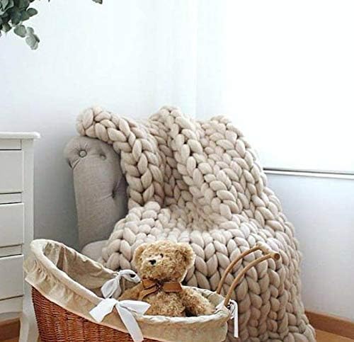 Chunky Knit Blanket Throw - Handmade, Gift Sofa Bed Blanket (Camel 47"x71")-Ruum Studio Home