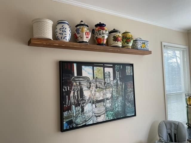 joelsantiques 54 Inch Wooden Floating Shelves for Wall - 54x8x2 in - Made of Natural Wood - Heavy Duty Rustic Wall Shelves for Bedroom - Perfect for Living Room, Kitchen - Medium Brown-Ruum Studio Home