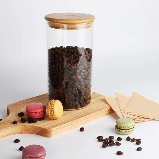SIXAQUAE Glass Food Storage Containers Jar Seal Bamboo Lids 2 Packs 1200ml Airtight Canister Organization Sets Stackable-Ruum Studio Home