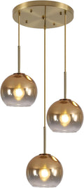KCO Lighting 3 Light Globe Cluster Pendant Light Modern Glass Cluster Chandelier Gold Glass Pendant Light Fixture Mid Century Dining Room Chandelier Multi Pendant Light Fixture-Ruum Studio Home