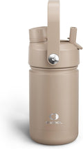 Kids Insualated Water Bottle with Straw - 12oz Stainless Steel Water Bottle with Dual Spouts, Leak-Proof, BPA-Free, Double Wall Vacuum Keeps Cold for 24 Hours for Sports, Travel, School (Raw Umber)-Ruum Studio Home