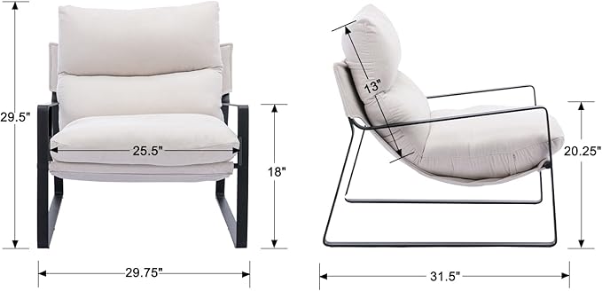 DUOMAY Mid-Century Accent Chair Armchair Set of 2, Comfy Linen Fabric Leisure Chair Lazy Chair with Metal Leg for Living Room Bedroom Office Apartment, White-Ruum Studio Home