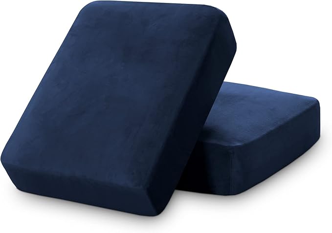 PrinceDeco Velvet Couch Cushion Cover Stretch Cushion Slipcover for Chair Loveseat Sofa Furniture Protector Seat Cushion Sofa Cover (Each Width Up to 29.5", Navy)-Ruum Studio Home