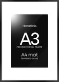 Homeforia A3 Picture Frame Black, High End Metal 11.7 x 16.5 inch Poster Frames with Mat 8.3 x 11.7 for Photo, A3 Size Frames Matted to A4 Print, 11.7x16.5 Wall Hanging Frame, Tempered Glass, Set of 1-Ruum Studio Home
