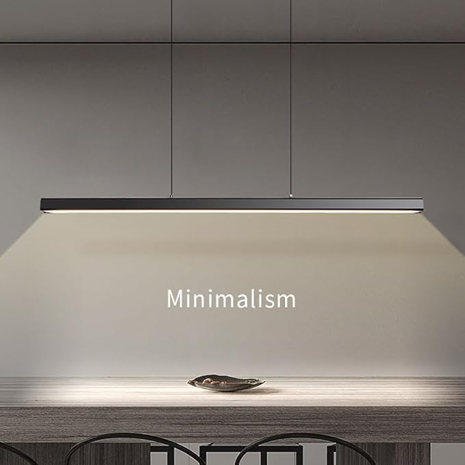 JAYMP Minimalist Linear Pendant Light Dimmable LED Modern Chandelier Dining Room Island Light Restaurant Cafe Bar Office Hanging Lamp Black 57"-Ruum Studio Home