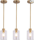 Brass Pendant Lights Kitchen Island - Gold Clear Glass Pendant Light Fixture Multiple Stems Rods 3 Units 12 Inch 3 Units 4 Inch (3 Pack Brass)-Ruum Studio Home