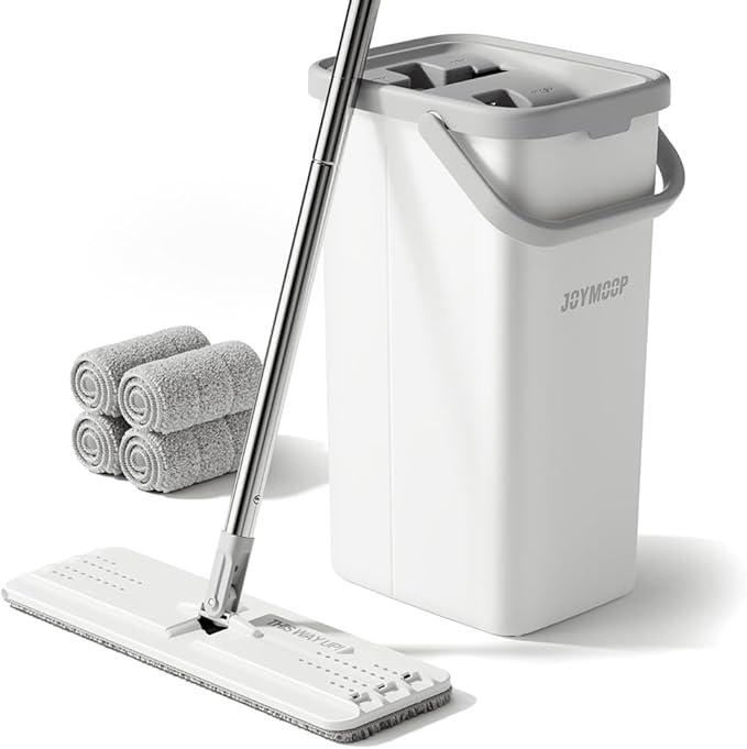 JOYMOOP Mop and Bucket Set, Dust Mops for Floor Cleaning, Wall Mop with 4 Microfiber Mop Head Replacement-Ruum Studio Home