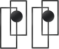 OYEFLY 2 Pcs Metal Abstract Wall Art,Modern Geometric Decor (Black, style 3)-Ruum Studio Home