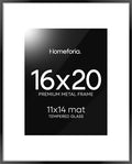 Homeforia 16 x 20 Picture Frame Black, High End Metal 11x14 Matted for 16x20 Frame, 16 x 20 Black Poster Frame with Mat 11 x 14 inch Photo, 20x16 Thin Hanging Frame, Tempered Glass, Wall Kit, Set of 1-Ruum Studio Home