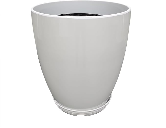FixtureDisplays® 11.8" Diameter 11.8" Tall White Plant Pots, Plastic Flower Pots with Drainage Holes and Saucers for Indoor and Outdoor 15748-NF-Ruum Studio Home