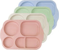 greenandlife 12 Inch (4PCS) Large Unbreakable Divided Plates for Kids Adults, Dishwasher & Microwave Safe Plate, Lightweight Reusable Plastic Compartment Plates, BPA Free and Healthy-Ruum Studio Home