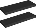 HOOBRO Floating Shelves for Wall, Wall Mounted Shelf Set of 2, 23.6" Hanging Shelf with Invisible Brackets, for Wall in Bathroom, Bedroom, Toilet, Kitchen, Living Room, Office, Black BK60BJ01-Ruum Studio Home