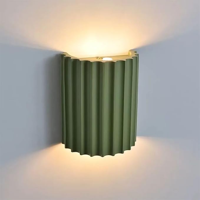 LightInTheBox Modern LED Wall Sconce Minimalist Resin Wall Light Nordic Style Half-Cylinder Tree Root Desgin Up and Down Light for Stairs Hallway Bedroom Home (Green)-Ruum Studio Home