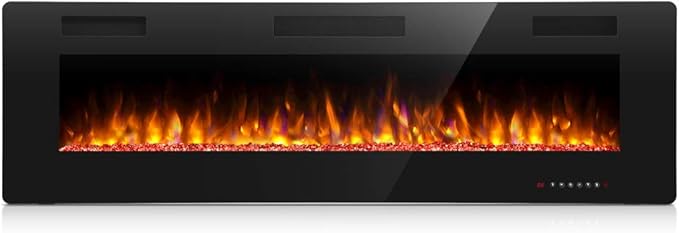 Antarctic Star 42 Inch Electric Fireplace in-Wall Recessed and Wall Mounted, Fireplace Heater and Linear Fireplace with Multicolor Flame, Timer, 750/1500W Control by Touch Panel & Remote-Ruum Studio Home