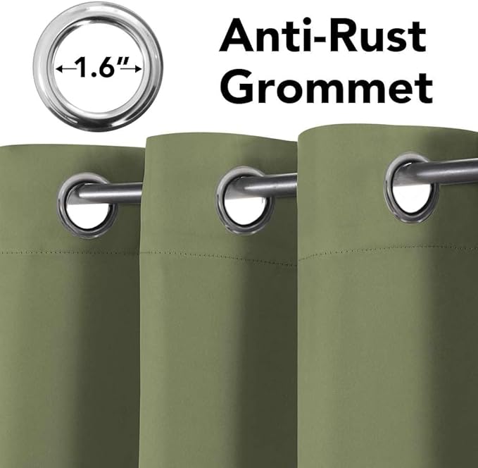 H.VERSAILTEX Blackout Curtains for Bedroom Thermal Insulated Room Darkening Living Room Curtains 72 Inch Long Grommet Privacy Protection Window Curtain Panels/Drapes for Nursery, 2 Panels, Sage-Ruum Studio Home