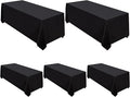 Surmente 5 Pack Black Tablecloth 90 x 156-inch Rectangular Polyester Table Cloth for Weddings, Banquets, or Restaurants-Ruum Studio Home