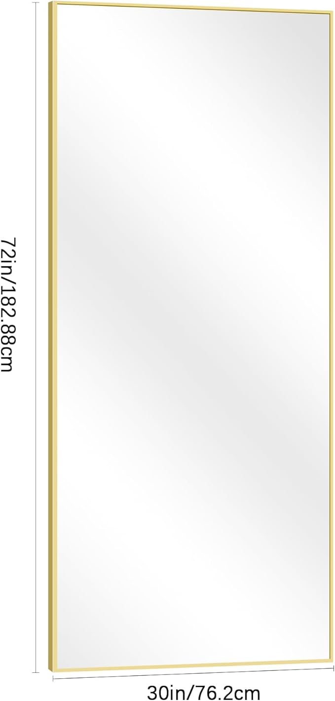 30x72inch Bathroom Mirror, Gold Rectangle Mirror with Thin Metal Frame, Large Rectangular Wall Mirrors for Bathroom, Living Roomm, Hair Salon, Big Farmehouse Mirror Hang Horizontal/Vertical-Ruum Studio Home