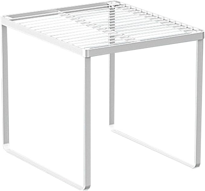 Kitchen Cabinet Storage Shelf Stackable Wire Spice Rack Organizer Heavy Duty Space Saver for Bathroom Bedroom Closet Laundry Room Office Countertop - White, Pack 1-Ruum Studio Home