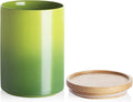 Sweejar Ceramic Food Storage Jar, Stackable Kitchen Canisters, Containers with Airtight Seal Wooden Lid for Serving Ground Coffee, Tea, Sugar, Salt and More - 28 Fl Oz (Gradient Green)-Ruum Studio Home