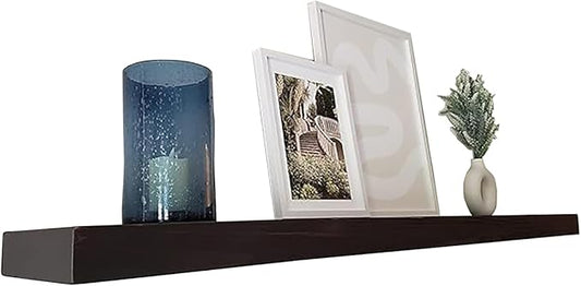 joelsantiques - 54 Inch Wooden Floating Shelves for Wall - 54x6x2 in - Made of Natural Wood - Long Heavy Duty Rustic Wall Shelves for Bedroom - Perfect for Living Room, Kitchen - Black-Ruum Studio Home