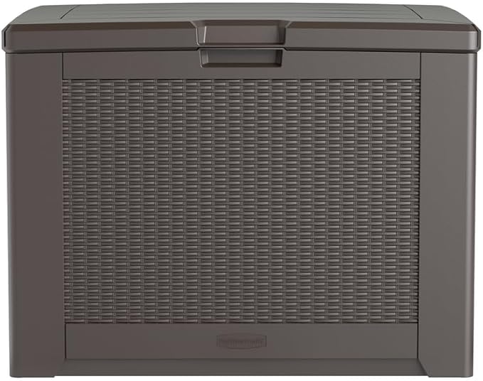 Rubbermaid Medium Resin Outdoor Storage Deck Box (74 Gal) Weather Resistant Brown Deck Organization for Home/Backyard/Pool Chemicals/Toys/Garden Tools/Porch/Patio Cushions-Ruum Studio Home