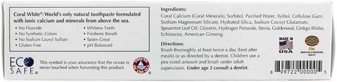 Coral White - Coral White Mint Toothpaste Natural Fluoride SLS Free Coral Calcium Remineralizing Toothpaste 4 Ounce-Ruum Studio Home