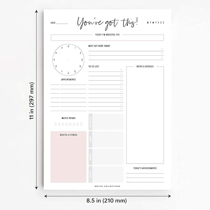 Boost Productivity with Undated Daily Planner - 50 Tear-Off Sheets - Goal Setting, Tasks & Notes - Organization & To-Do List (8.5 x 11)-Ruum Studio Home