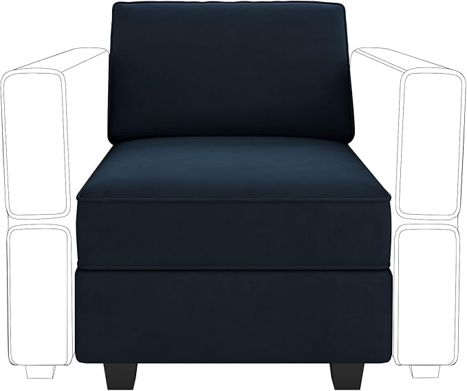 Belffin Modular Sofa Middle Module with Storage Accent Armless Chair for Modular Sectional Sofa Couch Velvet Blue-Ruum Studio Home