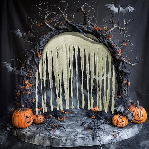 RunNico 2Pcs 85" x 60" Large Halloween Door Curtain Decoration, White Gauze Doorway Curtain, Creepy Cloth Strip Drape for Halloween Horror Theme Party Haunted House Costume Decor-Ruum Studio Home