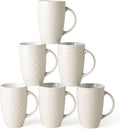 AmorArc Extra Large Coffee Mugs Set of 6, 20oz Ceramic Tall Coffee Mugs Set with Textured Geometric Patterns for Coffee/Tea/Beer/Hot Cocoa, Dishwasher & Microwave Safe,Beige-Ruum Studio Home