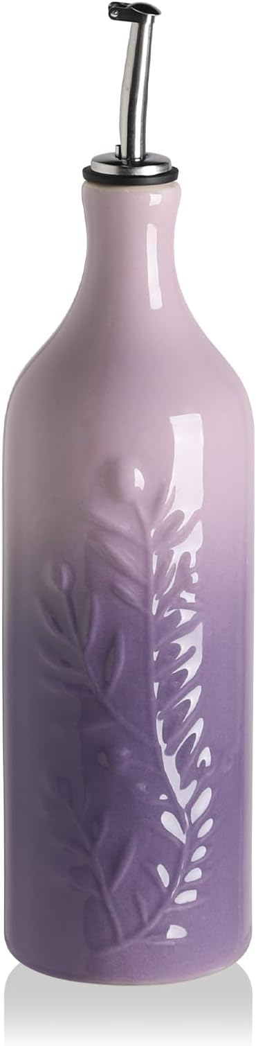 Sweejar Large Olive Oil Dispenser Bottle with Spout, 24 Oz Ceramic Dispenser for Kitchen, Relief Opaque Cruet, Container for Cooking, EVOO, Avocado Oil, Vinegar, Pack of 1(GradientPurple)-Ruum Studio Home