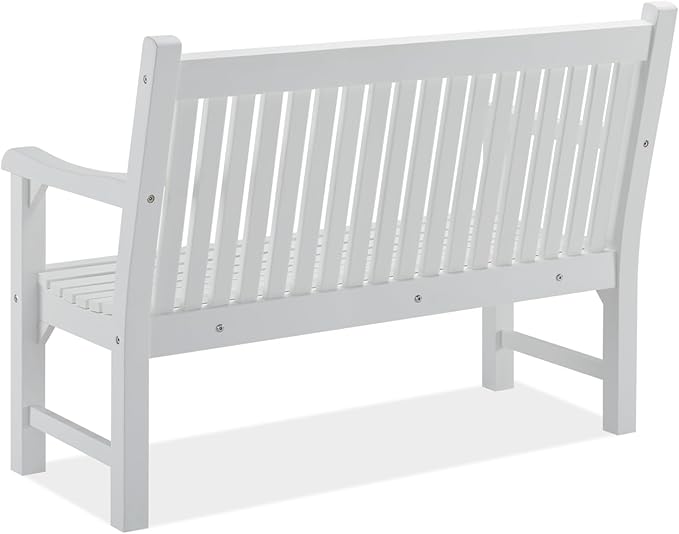 Psilvam 2-Person Poly Lumber Outdoor Bench with 700 Lbs Weight Capacity – Weatherproof Garden Seating for, Balcony Porch & Park, All-Weather Fade-Resistant Patio Furniture (White)-Ruum Studio Home