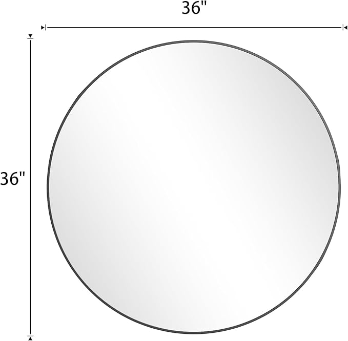 BEAUTYPEAK 40 Inch Round Mirror, Metal Frame Circle Mirror, Wall Mounted for Entryway, Bathroom, Vanity, Living Room, Black-Ruum Studio Home