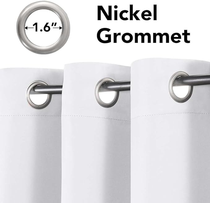 H.VERSAILTEX Pure White Curtains 63 inch Length Window Treatment Panels for Living Room Thermal Insulated Grommet Curtain Drapes (Set of 2)-Ruum Studio Home