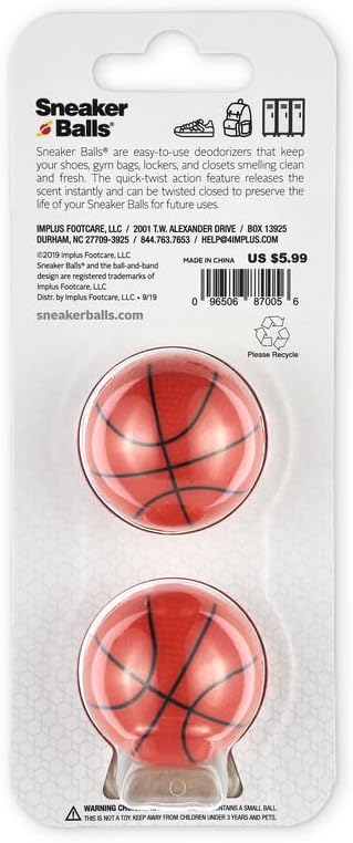 Sneaker Balls Odor-Fighting Shoe Fresheners, Eliminates Unpleasant Smells, Perfect For Sneakers, Gym Bags, Gear Bags, Drawers, Lockers, And More!, Basketball, 2 Pack-Ruum Studio Home