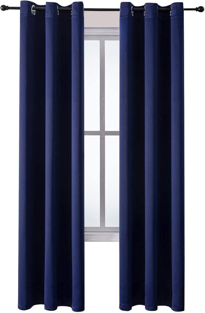 ChrisDowa Grommet Blackout Curtains for Bedroom and Living Room - 2 Panels Set Thermal Insulated Room Darkening Curtains (Navy Blue, 42W x 84L)-Ruum Studio Home