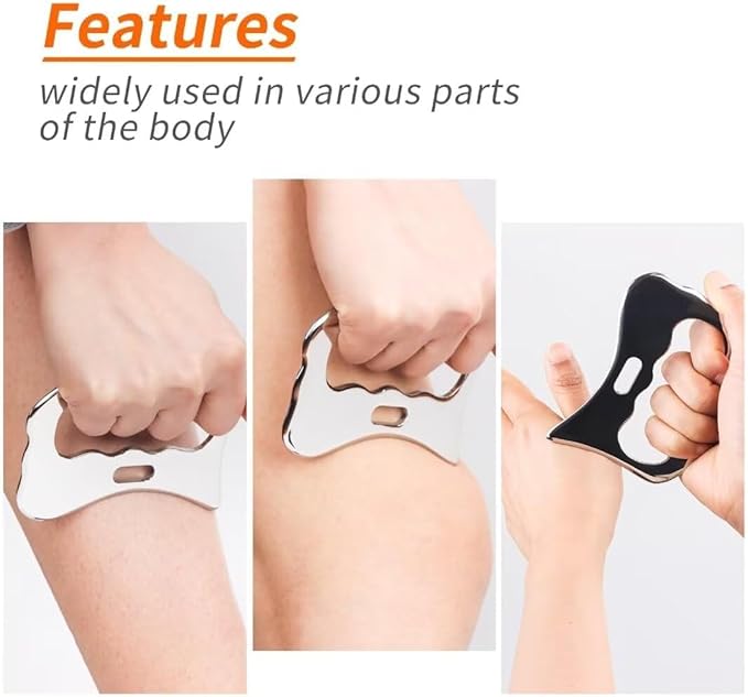 3 in 1 Guasha Massage Tool, Grade Stainless Steel Scraping Tool for Soft Tissue Upgrade Physical Therapy Stuff,Used for Back, Legs, Arms,Neck,Shoulder, Gua sha Tool… (Square+S-Shape+D-Shape)-Ruum Studio Home