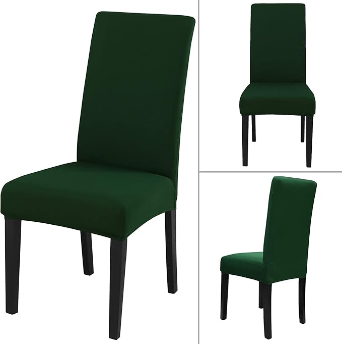 JQinHome Chair Covers for Dining Chairs, High Stretch Removable Washable Chair Protector Cover Set of 2, Chair Slipcovers for Dining Room, Kitchen,Home Party,Wedding Ceremony(Hunter Green, 2PC)-Ruum Studio Home