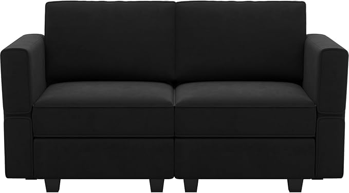 Belffin Modular Loveseat Sofa Couch with Storage Seats Velvet 2 Seater Love Seats for Small Spaces Black-Ruum Studio Home