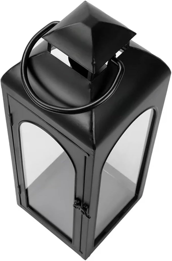 Bdor 2 Pack Large Luxury Lantern Decorative Tall 20 Inches Black Metal Hurricane Lanterns with Tempered Glass Panels for Front Porch,Tabletop, Mantle, Wall Hanging, or Garden, Indoor & Outdoor Décor-Ruum Studio Home