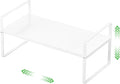 Expandable Cabinet Storage Shelf Stackable Organizer Rack for Kitchen Bathroom Pantry Spice Cupboard Countertop Home Office Desk Heavy Duty Nonslip White Small 1 Pack-Ruum Studio Home