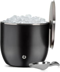 SNOWFOX XL Premium Vacuum Insulated Double Wall Stainless Steel Ice Bucket with Lid/Scoop, Bar Accessories, Large Elegant Party Bucket, Chill Several Bottles, Beautiful Entertaining, 7L, Matte Black-Ruum Studio Home