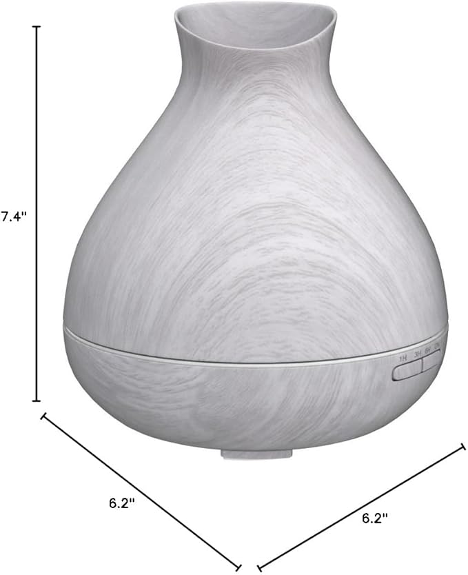 BZseed Aromatherapy Essential Oil Diffuser 550ml 12 Hours White Wood Grain Aroma Diffuser with Timer for Large Room, Home, Baby Bedroom, Waterless Auto Shut-Off, 7 Colors Lights Changing-Ruum Studio Home