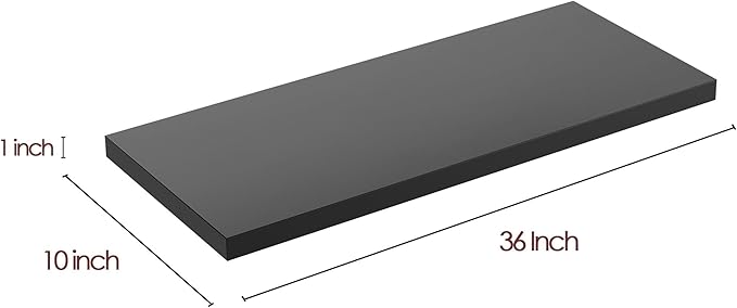 Wall Shelf Set of 2, Black Floating Shelves 36 in W x 10 in D x 1 in H, Wooden Floating Wall Shelf with Invisible Brackets for Living Room/Bedroom/Bathroom/Kitchen Storage and Decor-Ruum Studio Home